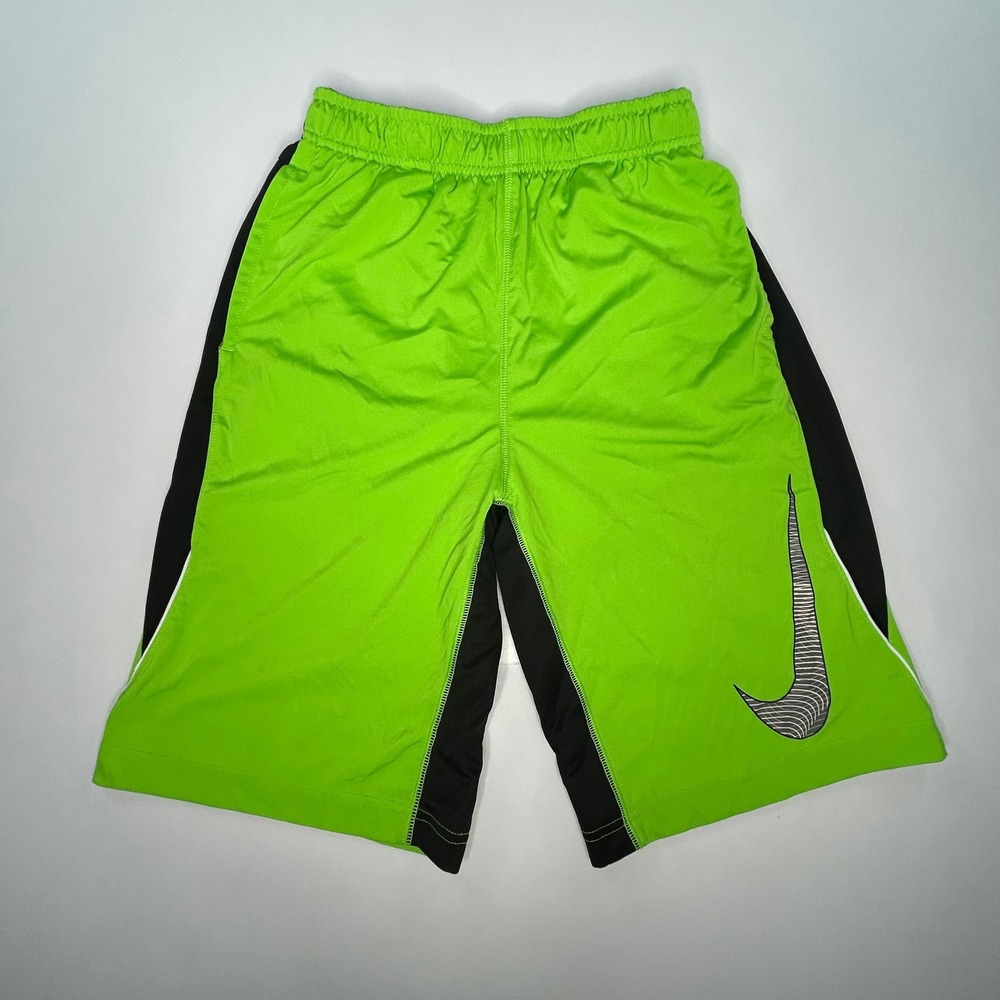 Nike Dri-FIT Athletic Shorts XL Neon Green Black Swoosh Basketball Performance